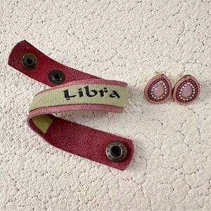 ʟɪʙʀᴀ ♎︎ ɢᴇɴᴜɪɴᴇ ꜱᴜᴇᴅᴇ ꜱɴᴀᴘ ʟᴇᴀᴛʜᴇʀ ʙʀᴀᴄᴇʟᴇᴛ & earrings set